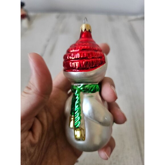 Vintage glass snowman Columbia blue green red Xmas tree - Picture 9 of 13